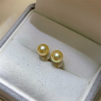 【醇想珠寶】現貨 3-9mm 頂級 AKOYA 珍珠 淺金色/羽黃金色調 18K金耳釘  日本海水珍珠耳環