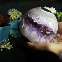 Natural Amethyst Geode Crystal Sphere Stone Ball Room Decor Gemstones Amethyste Chakras Healing Crystals Decoration