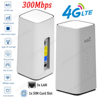 Wireless Router 300Mbps CPE 4G WiFi Router 3 RJ45 with SIM Card Slot Wide Coverage Internal Antenna for Indoor Outdoor