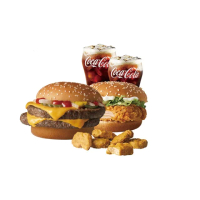 【麥當勞】雙層四盎司牛肉堡+勁辣鷄腿堡+六塊麥克鷄塊+中杯可樂x2(好禮即享券)