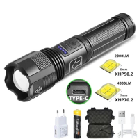 Portable 4 Core Led Flashlight Aluminum Alloy XHP70.2 XHP50.2 Usb Rechargeable Zoomable Lantern 18650 AAA Battery Hunting Torch