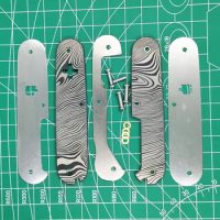 1 Pair Custom Made Titanium Alloy TC4 Scales with Tweezer Toothpick Corkscrew Cut-Out for 91mm Victorinox Swiss Army Knife