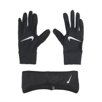【NIKE 耐吉】手套 Essential Running 女款 黑 白 保暖 可觸控 慢跑 跑步 帽子 慢跑組合(N1000598-082)