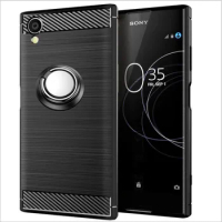Luxury Brushed Carbon Fiber Phone Case For Sony Xperia XA1 Plus G3426 G3416 G3412 Magnetic Ring Holder Cover Case