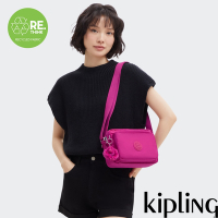 Kipling 亮粉色多層隨身斜背包-ABANU M