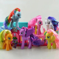 Genuine Hasbro My Little Pony Anime Figures Twilight Sparkle Rainbow Fluttershy Pinkie Pie Rarity Pony Model Toy Gift