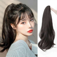 Rambut Palsu Gebu Wanita Kerinting, Ekor Kuda Tinggi, Klip Pada, Sambungan Rambut Palsu Simulasi, Fe