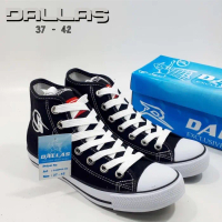 Dallas Sepatu High Top Hitam Putih Pendek Ukuran 37-42 untuk Pria dan Wanita Model Campus HC