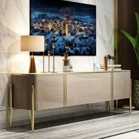 現代電視櫃茶幾簡約輕奢巖板美式客廳長方形實木高款高櫃傢具組合電視櫃 收納櫃 儲物櫃
