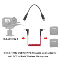 3.5mm TRRS-USB C(TYPE C) Audio Cable Adapter with SC2 for DJI ACTION 3 Connect to Rode Wireless Microphone