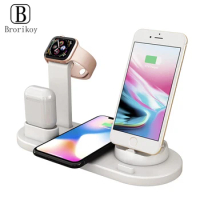 6 in 1 Wireless Charger Bracket USB Type C Charging Station For iPhone 14 13 12 11 Samsung Desk Stand Pad For Apple Watch 6 7 SE