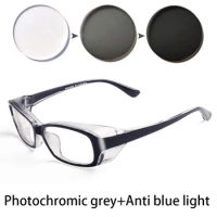 Vazrobe Photochromic Reading Glasses Male Women Winproof Safety Goggles Anti Blue Light+transition Eyeglasses Frame Men Female