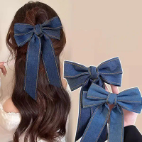 jepit rambut denim jeans denim bow hair clip jje116