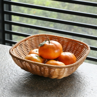 kens新年干果盤家用客廳水果籃小吃零食筐子仿藤編桌面收納盒