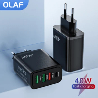 Olaf 40W 3USB Charger Fast Charger PD 25W Mobile Phone Adapter For iPhone 14 13 Xiaomi Huawei Samsung Poco Phone Charger