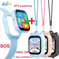 4G Kids Smart Watch GPS+WIFI Positioning System Video Call Sos Emergency Call Motion Count Hanging Neck Type Dual Use Smartwatch