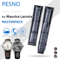 Pesno 20mm 21mm Black Brown Alligator Leather Watch Band Men Watch Accessories for Maurice Lacroix MASTERPIECE LC6068/LC6037