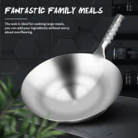 Stainless Steel Wok 1.8mm Thick High Quality Chinese Handmade Wok Traditional Kitchen Non-stick Anti-rust Gas Wok Pan Cooking