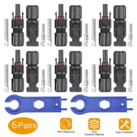 6Pairs Solar Photovoltaic Connector with Spanners Waterproof Male/Female Solar Panel Cable Connectors Kit for Cable 2.5/4/6mm²