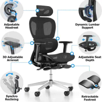 Ergonomic Mesh Office Chair with 3D Adjustable Armrest,High Back Desk Computer Chair Ergo3d Ergonomic Office Chair with Wheels