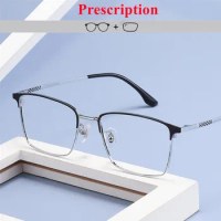 Titanium Custom Prescription Glasses Photochromic Progressive Multifocal Reading Glasses Anti Blue Blocking Myopia Eyeglasses