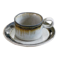 日本製 復古咖啡杯組 軍事系列 杯盤組 咖啡杯 杯子 陶瓷 咖啡杯組 碟子 下午茶 拿鐵杯盤組 把手
