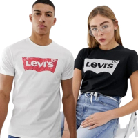 【LEVIS】刷舊LOGO印刷 圓領短T 基本款T恤(美國進口平行輸入)