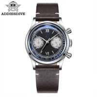Addies Dive Man High Quality Watch Leather Belt Timing Clocks Multifunctional Chronograph Diving Quartz Watch Relogios Masculino