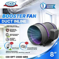 Inline Duct Booster Fan Plastik 8" Inch Kipas Hisap Ventilasi 2 Speed