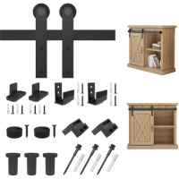 YOUTHUA Mini Cabinet Barn Door Hardware Kit for Small Cabinet TV Stand Console Flat Track I Shape Single Door Track Kit