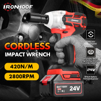 SUPER PROMO!!! IRONHOOF Impact Wrench Brushless 420N.M Mesin Bor Baterai Impact Baterai 24V