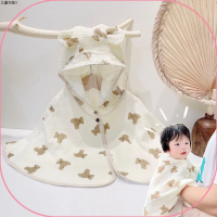 COD Áo choàng xô muslin Hàn kèm kính chống giọt bắn cho bé trai/ bé gái