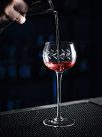 日式手工刻花高腳杯酒吧創意雞尾酒杯水晶香檳杯復古馬天尼玻璃杯
