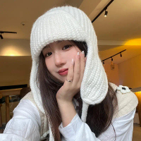 Mũ Đan, Bảo Vệ Tai, Ấm Áp Mùa Đông, Chống Lạnh, Mũ Bay, Màu Trơn Mũ Len Đan, Mũ Len Nữ Hàn Quốc