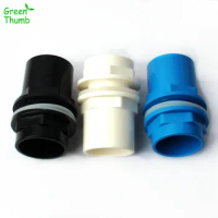 1pc 32mm Male Thread Connector Fish Tank Aquarium Water Supply Pipe Fittings Straight Plastic PVC Joints White Black Blue