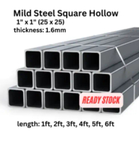 1''x1''x1.6mm(Tebal) MILD STEEL (BESI) SQUARE HOLLOW Panjang 30cm,60cm,90cm,120cm,150cm