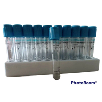 【เก็บเงินปลายทาง】 แบ่งขาย* หลอดเก็บตัวอย่าง ฝาสีฟ้า 3.2% Sodium Citrate 2.7ml. 13x75mm.