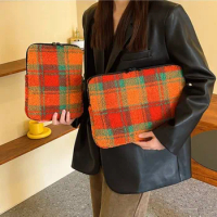 Ins Plaid Laptops Bag Notebook Case Tablet Cover Sleeve 10" 11" 13" 14" Macbook Accessories Matebook Retina 14 Inch Laptop Case