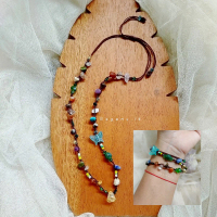 Kalung Gelang Multifungsi | Vintage | Tali Serut | Bohemia | Beads Butiran Batu Alam Mix Kristal Kac