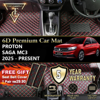 Top Carpet PROTON SAGA MC3 ( 2025 – PRESENT ) 6D PU Leather Car Carpet VIP Car Mat Floor Mat Alas Ka