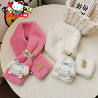 MINISO Melody Kuromi Cinnamoroll Pochacco Children's Scarf Winter Warm Cute Cartoon Webbing Baby Neck Plush Scarf Neckerchief