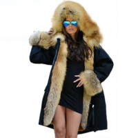Real Fur Coats For Women Red Fox Fur Coat Lining Rabbit Fur coat Waterproof Fur Parkas For Women Winter Jackets