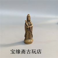 純銅實心袖珍海神媽祖擺件黃銅雕開神像天后圣母隨身帶保平安銅像