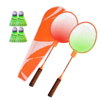 Glowing In Dark Badminton Rackets Training Led Badminton Racquet Set With Luminous Shuttlecocks Colorful And Portable Backyard