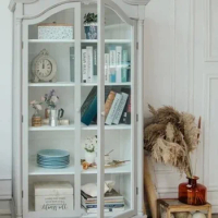 Living Room Floor Bookcase Shelf with Door Bedroom Integrated Wall Home Display Cabinet Distressed Single