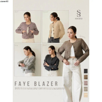 จัดส่งเฉพาะจุด ** พร้อมส่ง ** Swana.ss -  Faye blazer crop top (S-4XL) 🌼🤍 เสื้อครอปเบเซอร์ ผ้าทวิตทอ