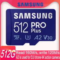 SAMSUNG Memory Card U3 A2 512GB 256GB 128GB MB Pro Plus Micro SDXC TF up to 160MB/s V30 4K Used for DJI drones and GoPro video