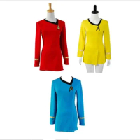 Star Cosplay Trek Duty Uniform TOS Red Yellow Blue Dress Cosplay Costumes Party Halloween For Women Badge Hot Sale