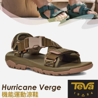 TEVA 抗菌 男 Hurricane Verge 可調式 耐磨運動織帶涼鞋(含鞋袋).溯溪鞋_橄欖綠條紋