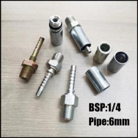 Inch screw thread Hydraulic Cone Hose Barb 6mm x 1/4" BSP Male Thread Carbon Steel Pipe Fitting Compression Hydraulic Joint